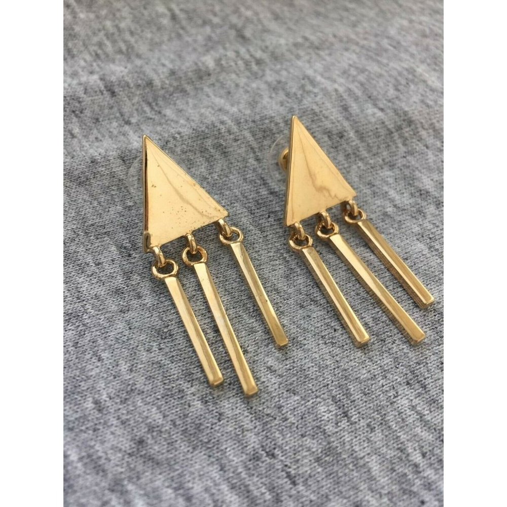 VTG lady Remington LR Fringe triangle Earrings pie
